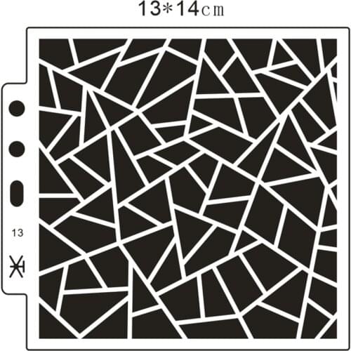 Hote Sale Broken glass 13*14cm scrapbook stencils spray plastic mold shield DIY cake hollow Embellishment printing lace ruler