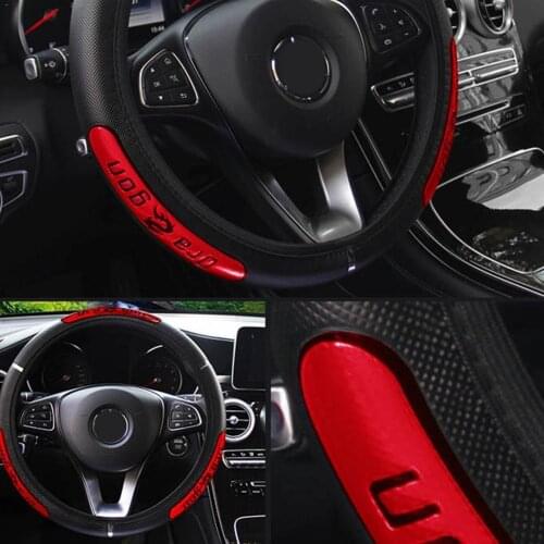Reflective Pu Leather Steering Wheel Cover Glove Soft Universal Car Auto Fit Wheel Steering Protector Van Car 14.5‘’15" Int K5P3