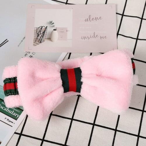 Women Coral Fleece Bow Hair Band Solid Color Wash Face Makeup Soft Headbands Fashion Girls Turban Head Wraps Hair Accessories