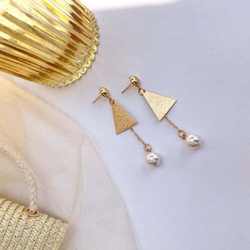 Huangshi F ashion gold earings hook Geometric women jewelry
