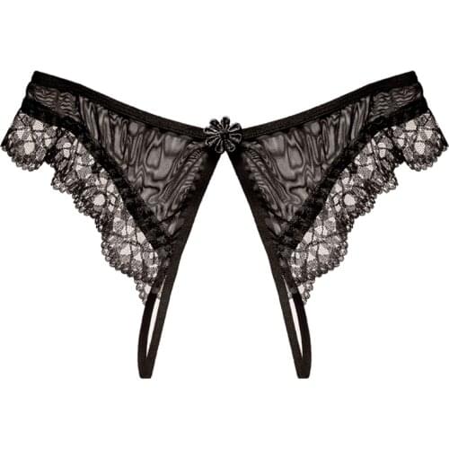 Women Sexy Lingerie Hot Erotic Open Crotch Panties Porn Transparent Floral Lace Underwear Crotchless See Through Mesh Briefs