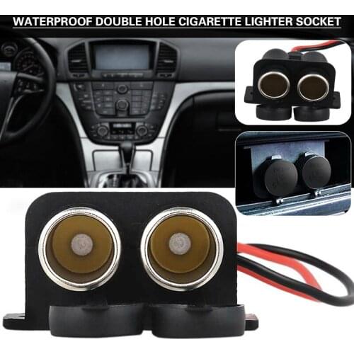 1pc DC 12V Car Auto Cigarette Lighter Double Holder Female Socket Adapter Splitter Dustproof Cover Accessories