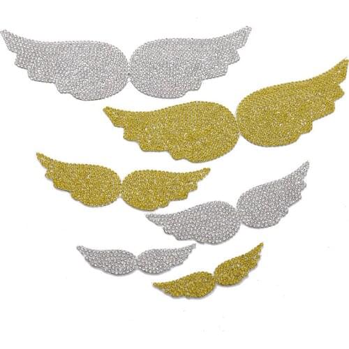 1 Pcs/lot Wing Shape Rhinestone Patch Crystal LOGO Ironed on Clothes Theme Parties for Kids Sewing Accessories Bage DIY