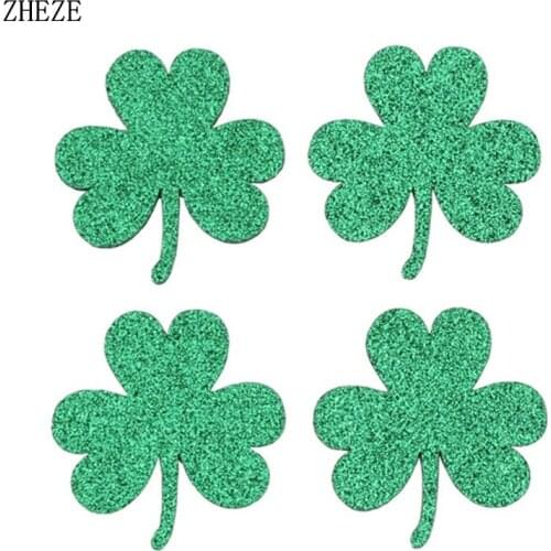 12pcs/lot St Patricks Day Glitter Green Shamrock Felt Pads For Girls Hair Accessories 2020 Kids Headband Pad DIY Headwear