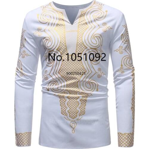2020 New Fashion African Dresses Clothes for Men Shirt Dashiki Hippie Luxury Banquet Bazin Riche Long Sleeve Traditional Blouse