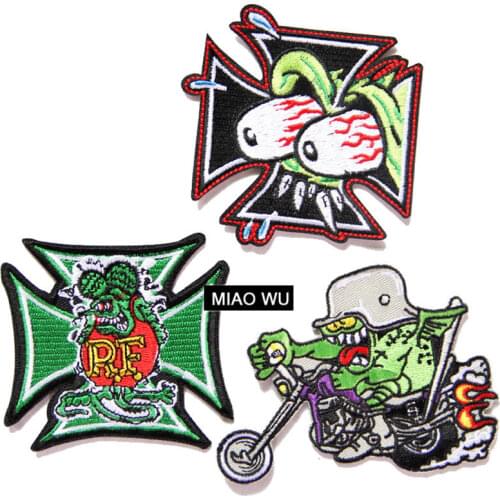 3pcs Tales of the Rat Fink Ed Roth Big Daddy Embroidered Patch Badge Appliques Iron on Patches Set Kids Cosplay Accessories Gift