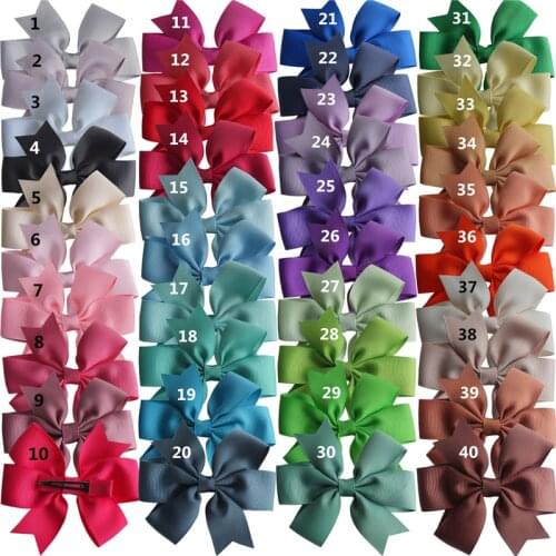 40 pcs Pinwheel Hair Bow 3.5'' Hairbow Hair Clips Hair Accessories Headwear Boutique Grosgrain Dovetail Hair Bow Hairpins