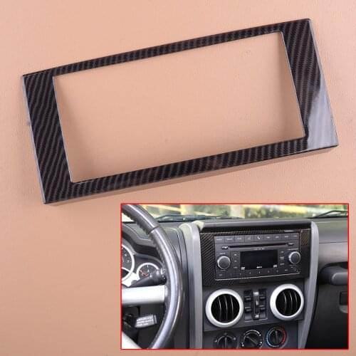 ABS Car Center Console CD Panel Cover Trim Decoration Fit for Jeep Wrangler JK 2007 2008 2009 2010 Carbon Fiber Texture