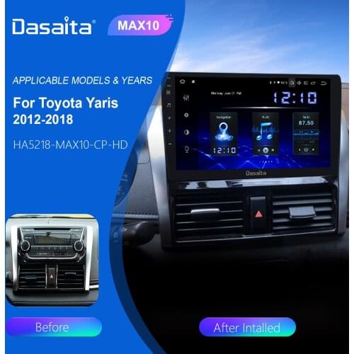 Dasaita 10.2" Android 10.0 Car Radio for Toyota Yaris 2012 2013 2014 2015 2016 Car Stereo 1 Din with Carplay DSP GPS Navigation