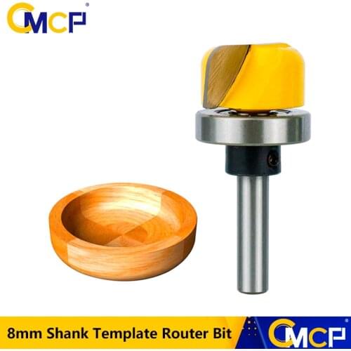 CMCP 8mm Shank Template Router Bit 1-1/8" Diameter Bowl & Tray Router Bit Carbide Cutters For Wood