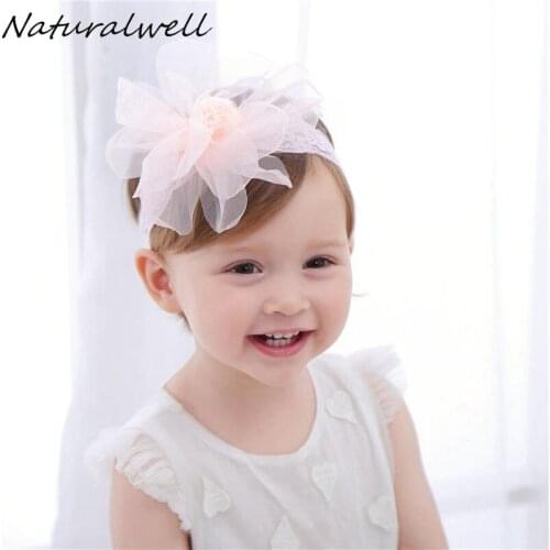 Naturalwell Children Girls lace Headbands Flower Hair Bands Kids bandage Newborn Headwear Lace Hair Accessories HB070