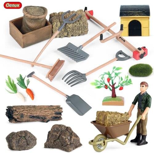 Oenux Animals Model Toys for Kids Farm Scene Series Simulation Home Decoration Palm Trees Action Figures Figurine Children Gift