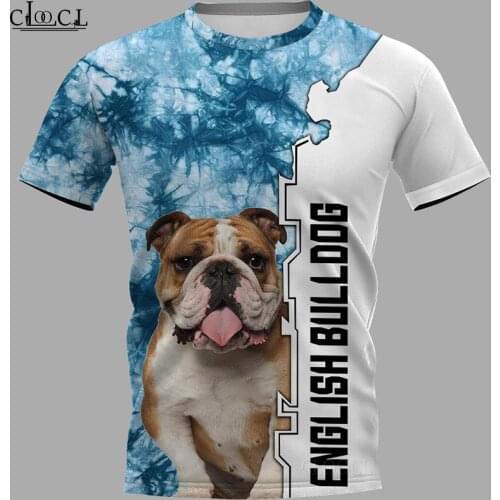CLOOCL 2021 Newest English Bulldog 3D Printed Men T Shirt Harajuku Summer Short Sleeve Casual Unisex Tops Drop Shipping
