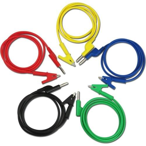 4mm Silastic Banana Plug to Crocodile Alligator Clip Test Probe Lead Wire 18AWG Cable Multimeter Probe Test Lead 1M 15A