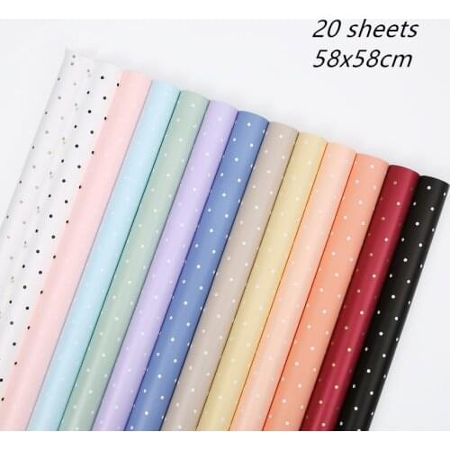 20pcs 58x58cm Korean Waterproof Wrapping Paper Rose Flower Packaging Paper Material Flower Shop Supply