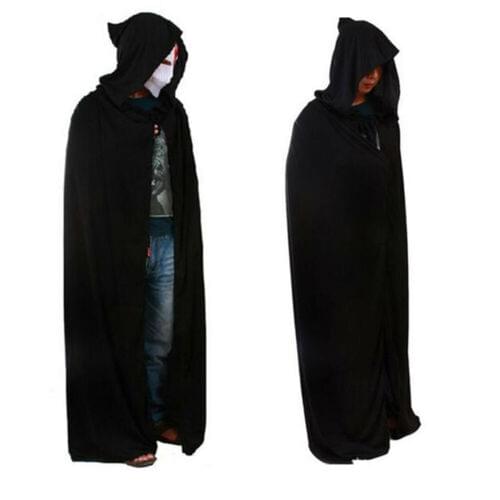 Halloween Costume Adult Death Cosplay Costumes Black Black Hooded Cloak Scary Witch Devil Role Play Cosplay Long Black Cloak New