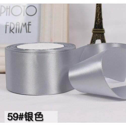 Silver Grey 22m Long 50mm wide 25 Yards Silk Satin Ribbon Wedding decorative ribbons gift wrap Christmas DIY handmade materials