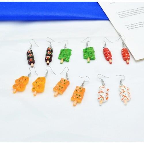 Summer Food Creative Simulation Barbecue Food Earrings Personalized Girl Funny Grilled Shrimp Hot Dog Vegetable Simple Earrings