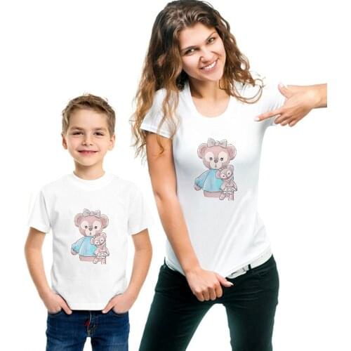 Fashion Disney ShellieMay Tshirt Casual O-neck Children Brothers and Sisters T-shirt Summer T Shirt Women Family Look Outfits
