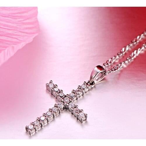 European American Style Fashion Personality Cross Rhinestone Pendant Necklace Snake Bone Chain Full Rhinestone Jewelry