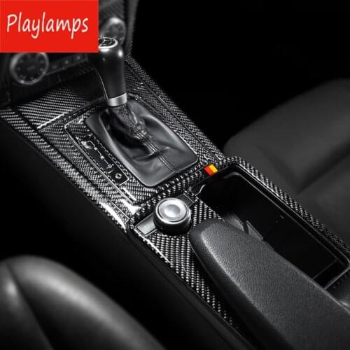 For mercedes Benz C class W204 2008-14 Carbon fiber interior stickers Water Cup Holder Panel Decal Covers Car Accessories