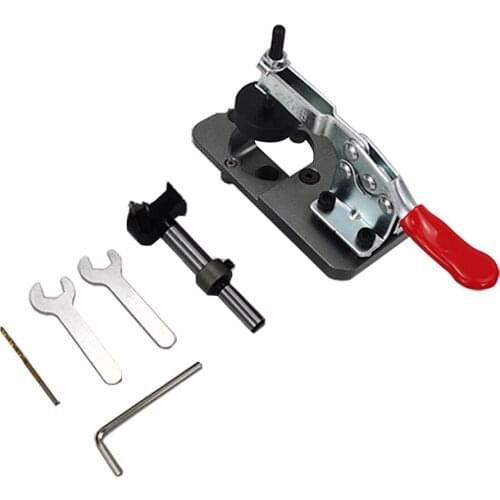 35mm Hinge Boring Jig Woodworking Hole Drilling Guide Locator with Fixture Aluminum Alloy Hole Opener Template Door Cabinets