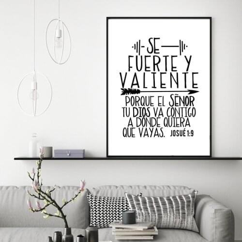 Spanish Bible Print Josue 1:9 Joshua 1 9 Quote Christian Canvas Painting Poster Inspirational Wall Art Picture Living Room Decor