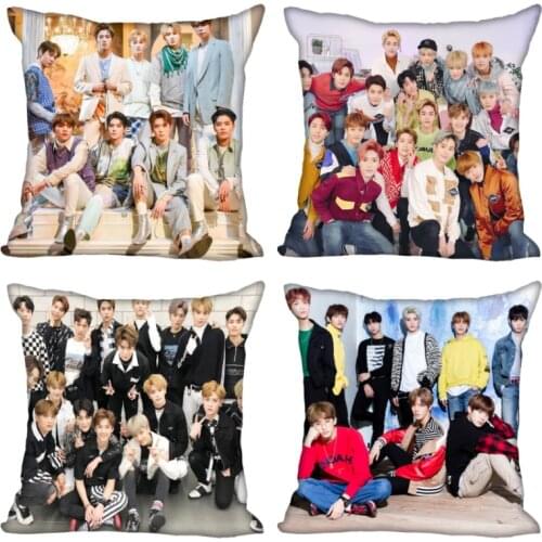 New Nice NCT KPOP Pillow Cover Bedroom Home Office Decorative Pillowcase Square Zipper Pillow Cases Satin Soft No Fade
