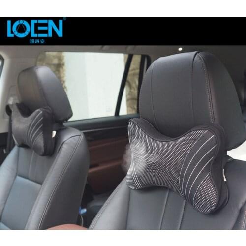 LOEN 1PC Car Seat Neck Pillows Headrest Breathable Vehicular Pillows Car-styling Accessories Car Seat Cover Office For BMW