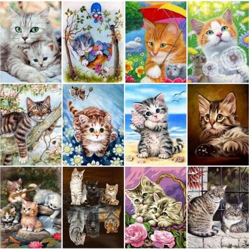 Full Square Diamond Mosaic Animal 5D Diy Diamond Painting Cat Picture Rhinestone Diamond Embroidery Cross Stitch Gift Home Decor