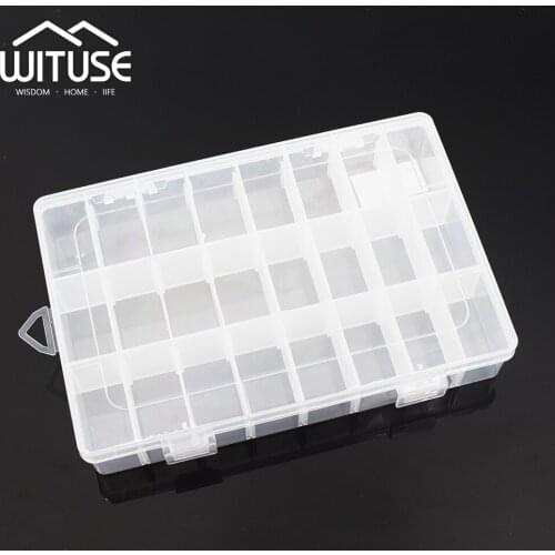 24 Slots Portable Plastic Organizer Multi Grids Transparent Plastic Storage Box Adjustable Jewelry Storage Box Case Craft Makeup