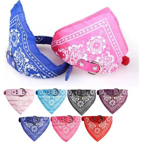 Adjustable Printed Pet Triangle Saliva Towel Small Dog Collar Cat Scarf Leather Big Dog Collar Leather Collar Puppy Accessories
