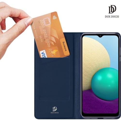 For Samsung Galaxy A02 / M02 DUX DUCIS Skin Pro Series Flip Cover Luxury Leather Wallet Case Full Good Protection Steady Stand