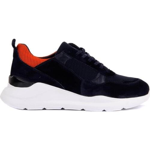 Sail Lakers-Navy Blue Suede Leather Men Sneaker