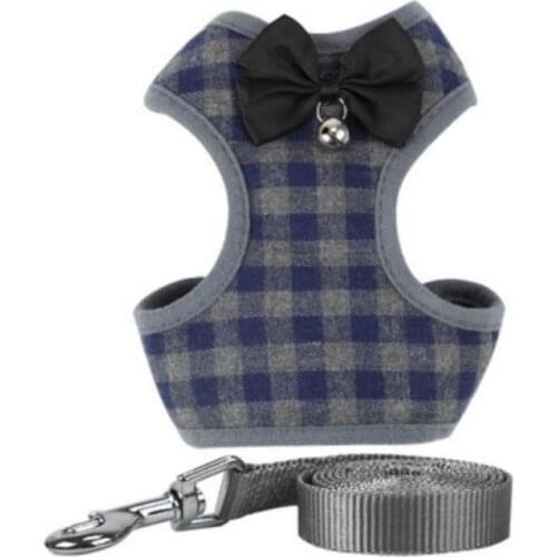 Small Dog Harness and Leash Set Adjustable Dog Jacket with Bells Pet Braces and Leash Soft nylon vent vest