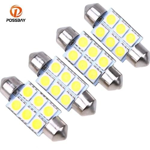 POSSBAY Super Bright LED 36mm 6 SMD 5050 Car Interior Reading Lights Festoon Dome Door Light Blub DC 12 V Work Lamp