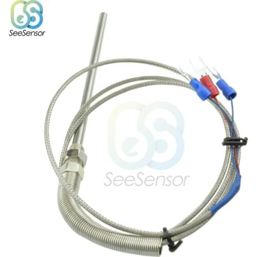 RTD PT100 Temperature Sensor Thermocouple Probe 0.5 x 10cm with 3 Cable Wires for Temperature Controller