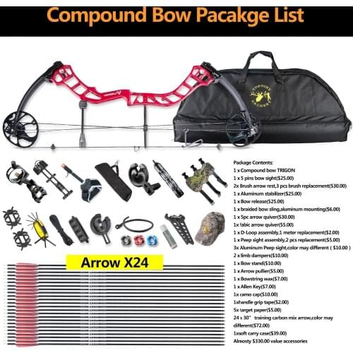 Topoint 19-70 Lbs Archery Trigon Compound Bow Full Package,CNC Milling Riser,USA Gordon Composites Limb,BCY String