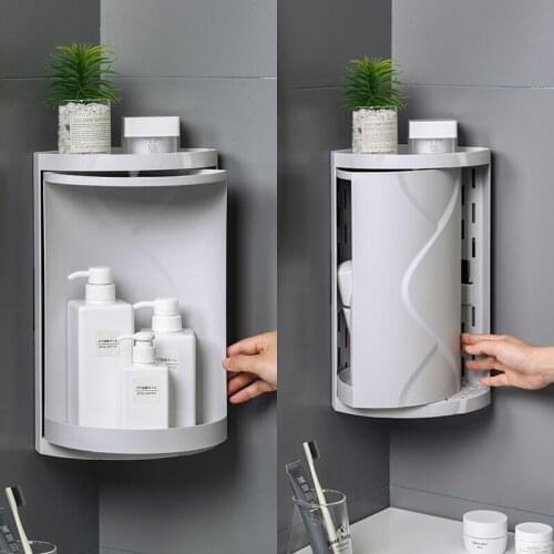 Bathroom Rotating Organizer Corner Toilet Cabinet Stortage Rack Free Punching Plastic Multifunction Shower Shelf Kitchen Shelves