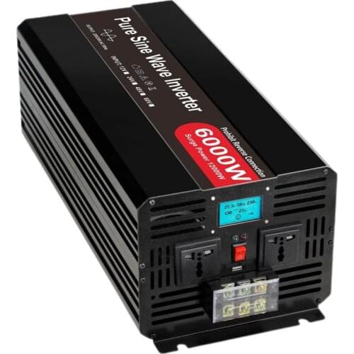 High Quality PSW Pure Sine Wave DC 24V/48V/60V to AC 220V-240V 6000W Peak 12000 Watt Power Inverter