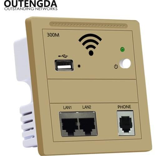 WiFi Router Wall USB Access Point Wireless in Wall AP Socket Router Wall Plug Wifi Repeater 220v Gold White Black