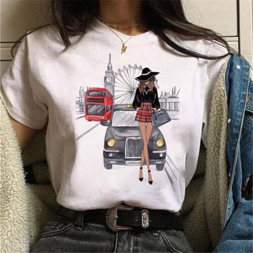 Women Casual Short Sleeves T-shirt Harajuku Sexy Women Print T Shirt Fashion Korean Trendy White Tops Female Tshirts