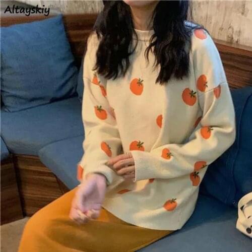 Pullovers Women Print Kawaii Casual College Simple All Match Elegant Female Soft Loose Korean Style Popular Stylish Autumn Ins