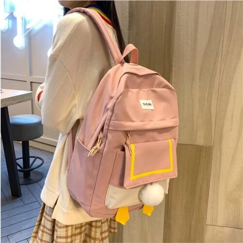 Harajuku Cartoon Duck Daypack Ladies Girls Cute Fashion Backpack Large Capacity Casual Wild Simple Style School Shoulder Bag