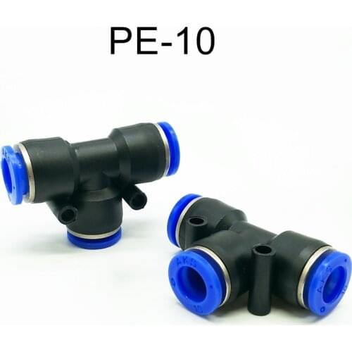 10pcs/lot Pneumatic Fittings 3 Way T-shape 10mm OD Hose Push in Fitting PE-10 Tee Fitting