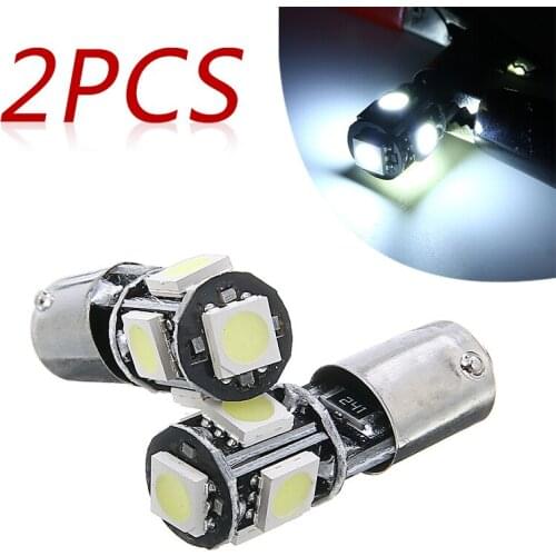 2pcs H6W 434 Bax9s Canbus Error Free 5 SMD LED Parking Bulbs Side Light White Day-time Running Lamp