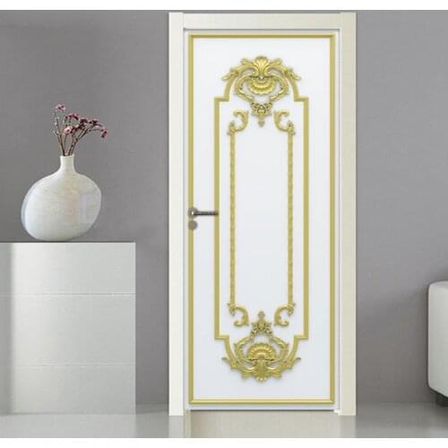 3D Diy Self-Adhesive Door Stickers European-Style Simple Living Room Bedroom Door Mural Home Decoration Pvc Waterproof Wallpaper