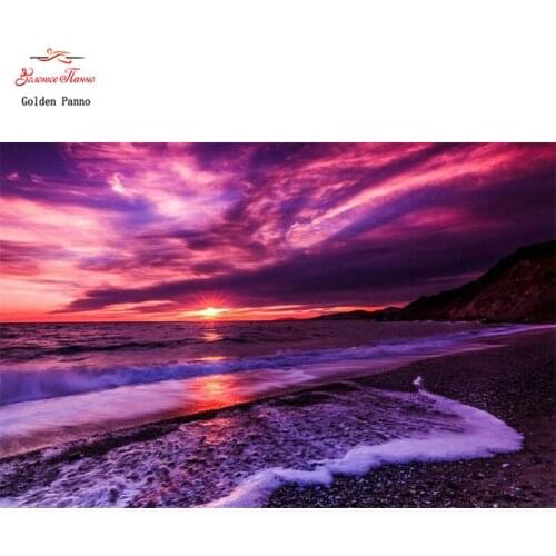 GOLDEN PANNO Diamond Painting Full Square 5D Diy Daimond Embroidery Diamant Mosaic Sale Displasy Broderie Diamant Sunset scenery