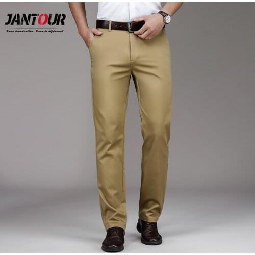 Brand Mens Summer Cotton Suits Business Formal Straight Trousers Male Loose Casual Solid Color High waist High Quality Pants 42