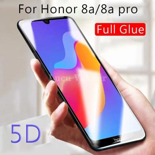 Case on honor 8a pro case cover 5d full glue tempered glass for huawei honor8a 8 a a8 8apro screen protector protective phone 8a